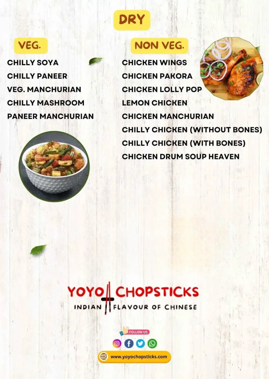Chinese food menu